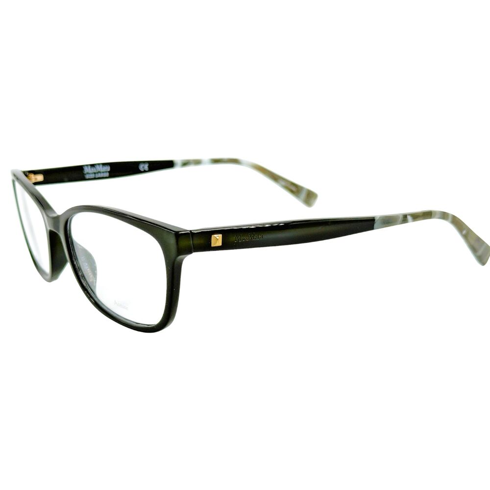 Max Mara MM1349 Womens Plastic Eyeglass Frame 0XHZ Black Marble Gray 54-17